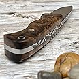 Handmade Fixed Blade Outdoor Knife with Sheath – Hunting, Bushcraft, Self Defense Bowie Knife – Tracker Knife with Wooden Handle & N690 German Bohler Steel Blade – Leather Sheath & Flint Rod Included