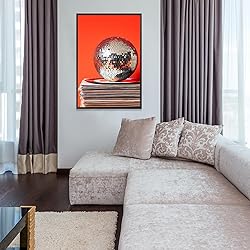 Vintage 70s Disco Ball Wall Art Posters Trendy Red
