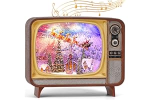 ARMXY Snow Globe, TV Santa Claus Driving Elk Cart Scene Snow Globe, Volume/Light Mode/Playing Controllable Glittering Lantern with Timer, Christmas Lantern USB or Battery Powered for Christmas Decoration