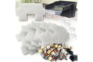 PurifyLogix 7PCS Pond Filter Media for Pond BOSS Waterfall Spillway, 6 Koi Pond Filter Pad Fine& 1 Pack Ceramic Rings, Reusable Ultra-Durable Fish Pond Filter Material (Spillway not Included