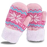XuoAz Kids Winter Gloves Boys Girls Knit Fleece Lined Warm Mittens Cute Outdoor Snow Gloves (for 3-7 Years)