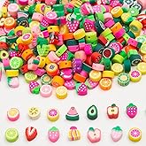 Kzyapi 200pcs Mixed Fruit Beads for Jewelry Making,Polymer Clay Beads,DIY Bracelet Necklace Jewelry Making Crafts (Fruit)