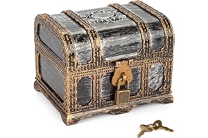 PEMALIN Kids Toys Pirate Treasure Chest,Transparent Vintage Decorative Plastic Box for Kids Birthday Pirate Party Favors