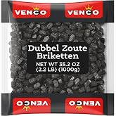 Venco Dutch Double Salted Black Licorice Brick - Original D.Z. Briketten Dutch Licorice Candy, Small Hard Liquorice Salt Candies - European Candy Bulk Pack for Sharing or Storing, 2.2 lbs Bag