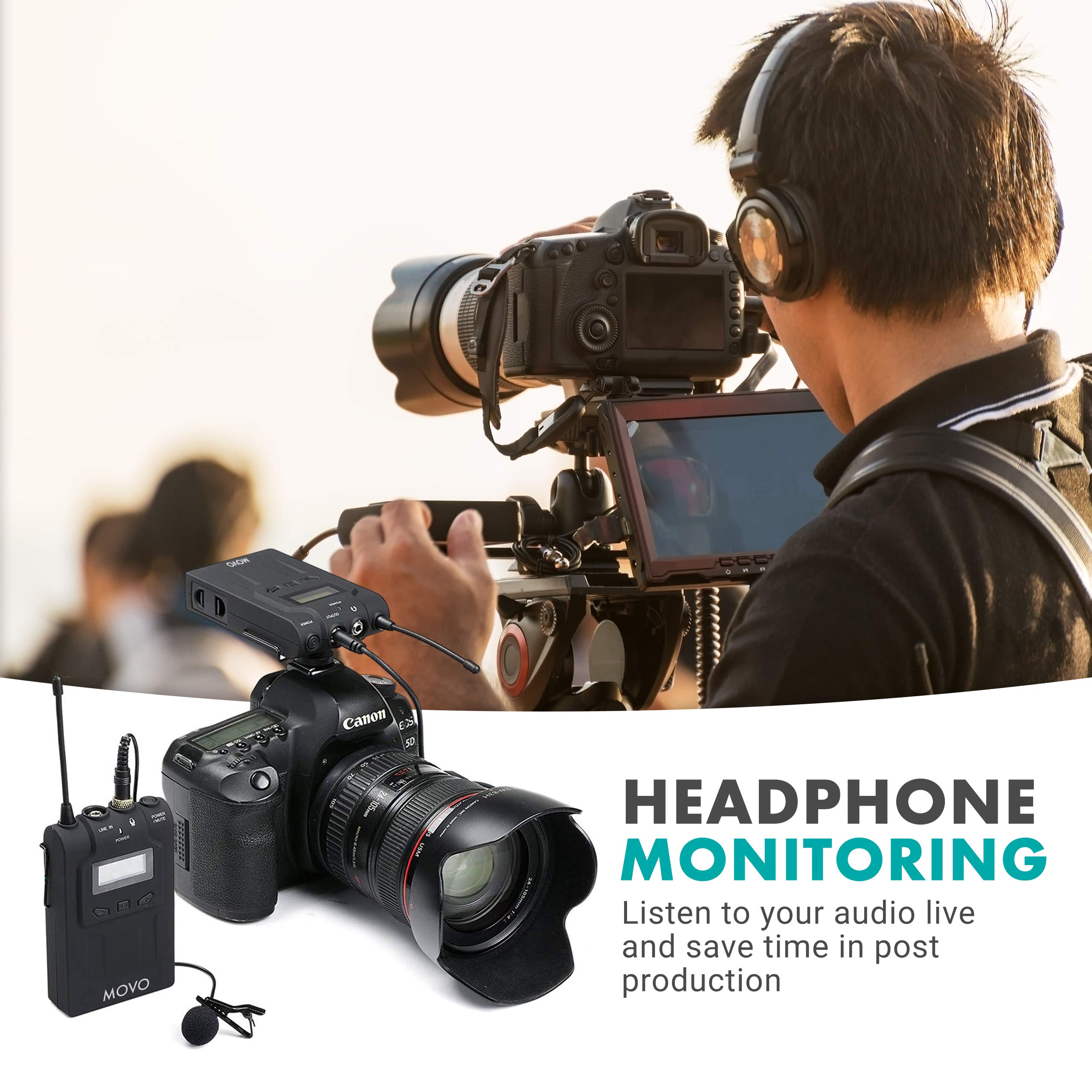 Movo WMIC70 Wireless Lavalier Microphone System 48 Channel UHF Lapel