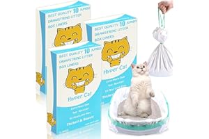 Hyper Cat Litter Bags 30 Counts Litter Box Liners, 36" x 18" Tear Resistant Cat Litter Box Liners, Elastic Litter Bags with Drawstring, Kitty Litter Bags Cat Poop, Jumbo Cat Litter Liners Bags