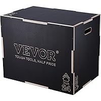 VEVOR 3 in 1 Plyometric Jump Box, 30/24/20 Inch Wooden Plyo Box, Platform & Jumping Agility Box, Anti-Slip Fitness Exercise S