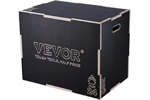 VEVOR 3 in 1 Plyometric Jump Box, 30/24/20 Inch Wooden Plyo Box, Platform & Jumping Agility Box, Anti-Slip Fitness Exercise S