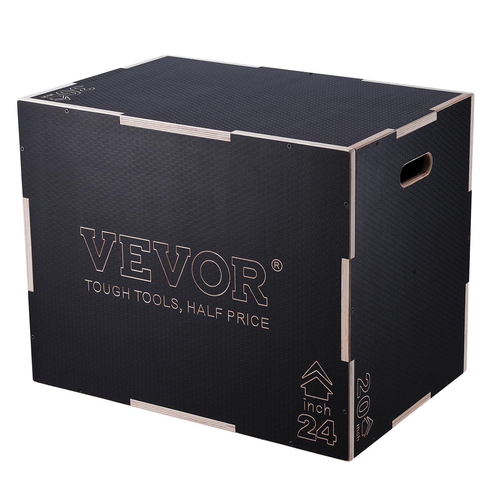 Photo 1 of VEVOR 3 in 1 Plyometric Jump Box, Easy-to-Assemble Wood Plyo Box for Jumping Trainers, Home Gym Training and Conditioning, 30" x 24" x 20"