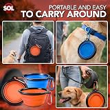 SOL 2pk Large Collapsible Dog Bowl; Portable Silicone Travel Bowl with Clip view 5