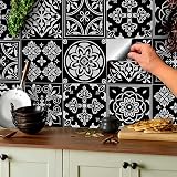 Tile Style Decals 48x 15x15cm Black Victorian Moroccan Mosaic Tile Stickers view 6