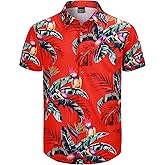 Fashonal Men's Hawaiian Shirt Button Down Tropical Beach Short Sleeve Aloha Shirt