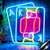 Porker Neon sign Play Cards Led Neon Lights Neon Signs for Bedroom Led Sign USB Powered Neon Signs for Wall Decor Dimmable for Christmas Casino Thanksgiving Birthday Party Girls Gifts
