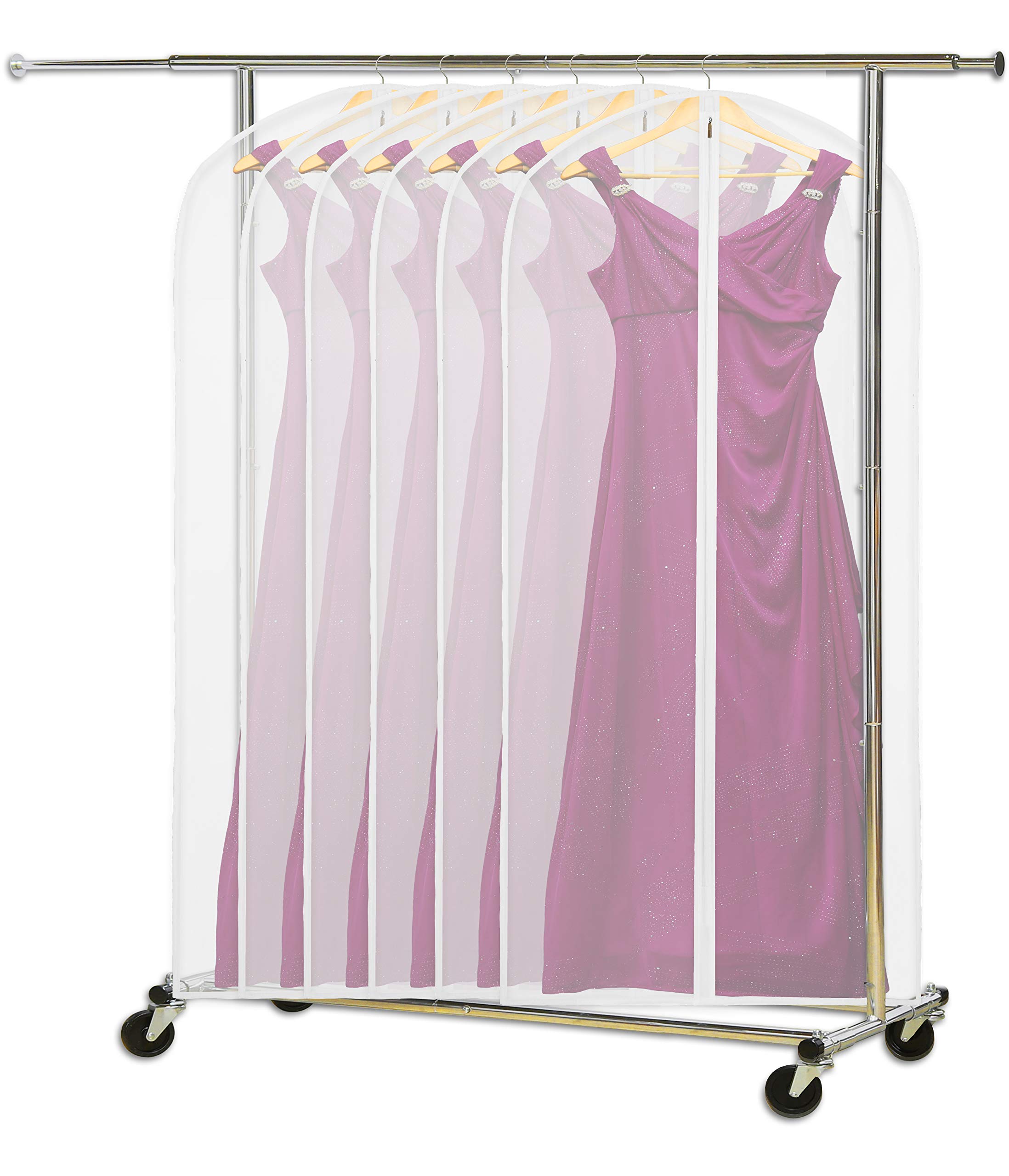 Simple Houseware 60-Inch Clear Garment Bags with Zipper for Suits, Dresses, Costumes, Uniforms - 6 Pack