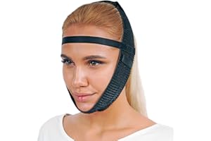INVERA Post Surgery Chin Compression Garment, Chin Strap Band, Face Lift Kit, Chin Lift, Face Slimmer, Jowl Tightening (Black)