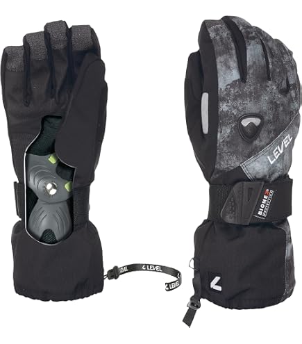 Level Fly Trigger Ski & Snowboard Gloves – Biomex Wrist Protection, Membra‑Therm Plus Waterproof Insert, Over‑Jacket Gauntlet w/Elastic Cord, Warmth Index 3000 – Eclipse, 7