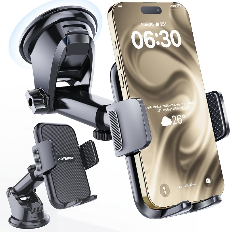 PORTENTUM Car Phone Holder 2026 Version 360° Rotation Extendable Arm
