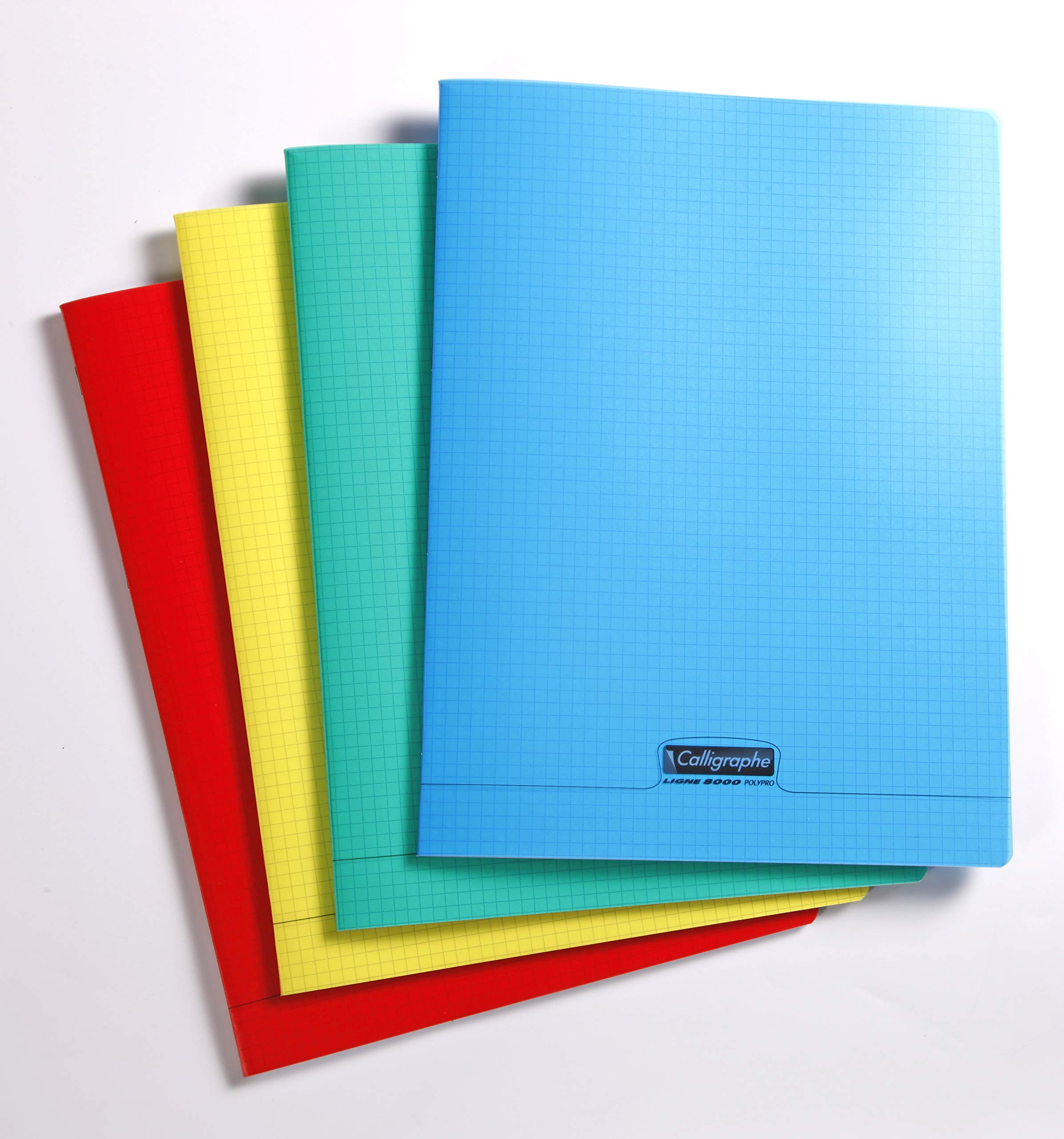 Calligraphe 18065C Set of 10 Stapled Notebooks (Clairefontaine) - 24x32cm - 48 Small Squares Pages - White Paper 90g - Transparent Cover - Random Colours