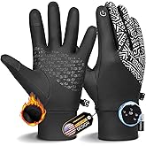 Benirap Winter Gloves Men Women, Warm Thermal Touchscreen Running Gloves Windproof Non-Slip for Cycling Driving Hiking Black