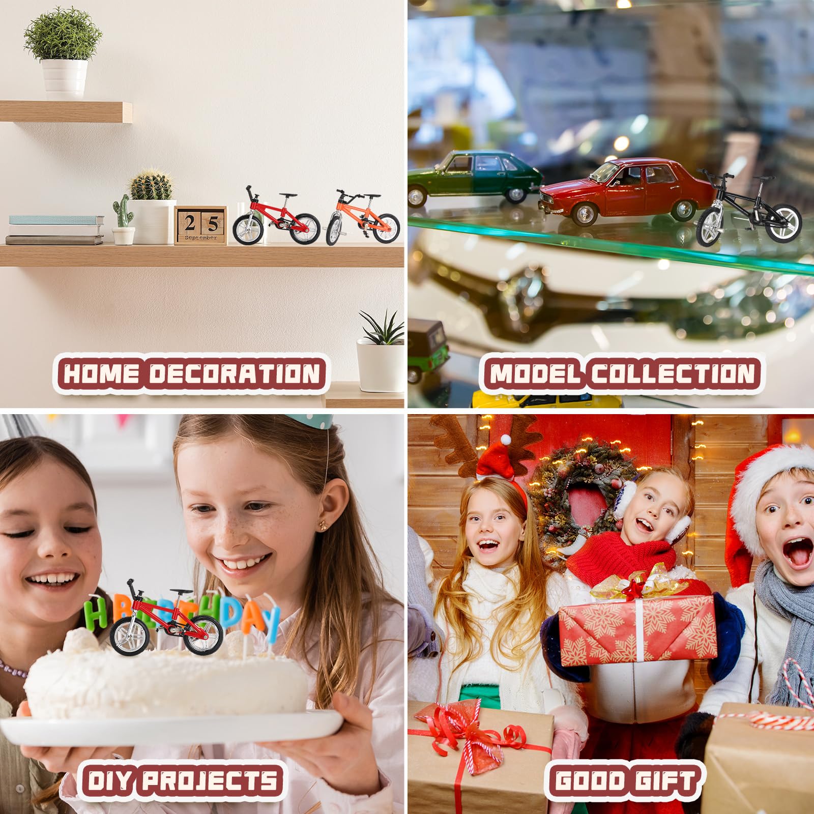Poen 24 Pcs Kids Mini Finger Bikes Party Favors Miniature Fidget Bicycle Toy Metal Finger Bikes for Students Class Prizes Birthday Gift Goodie Bag Stuffers Carnival Prizes Christmas Stocking Fillers