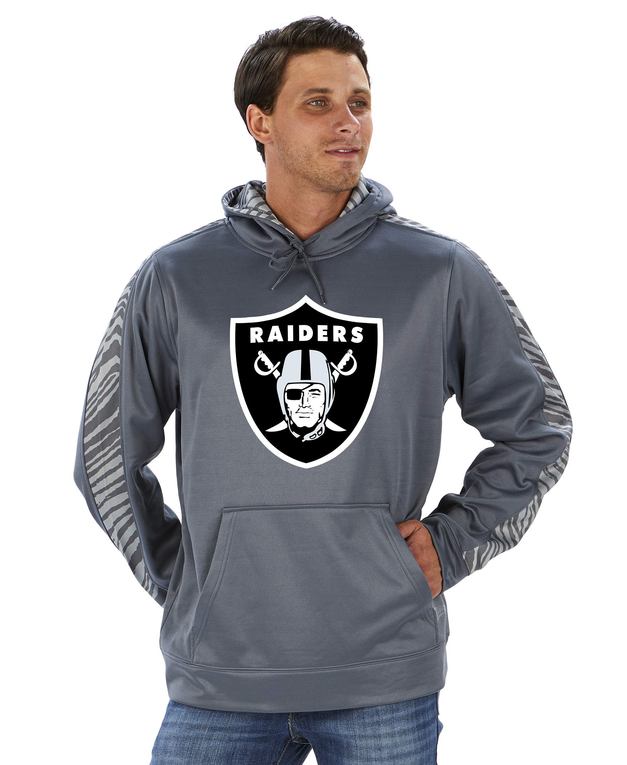 Zubaz Officially Licensed NFL Men's Pullover Hoodie, Gray