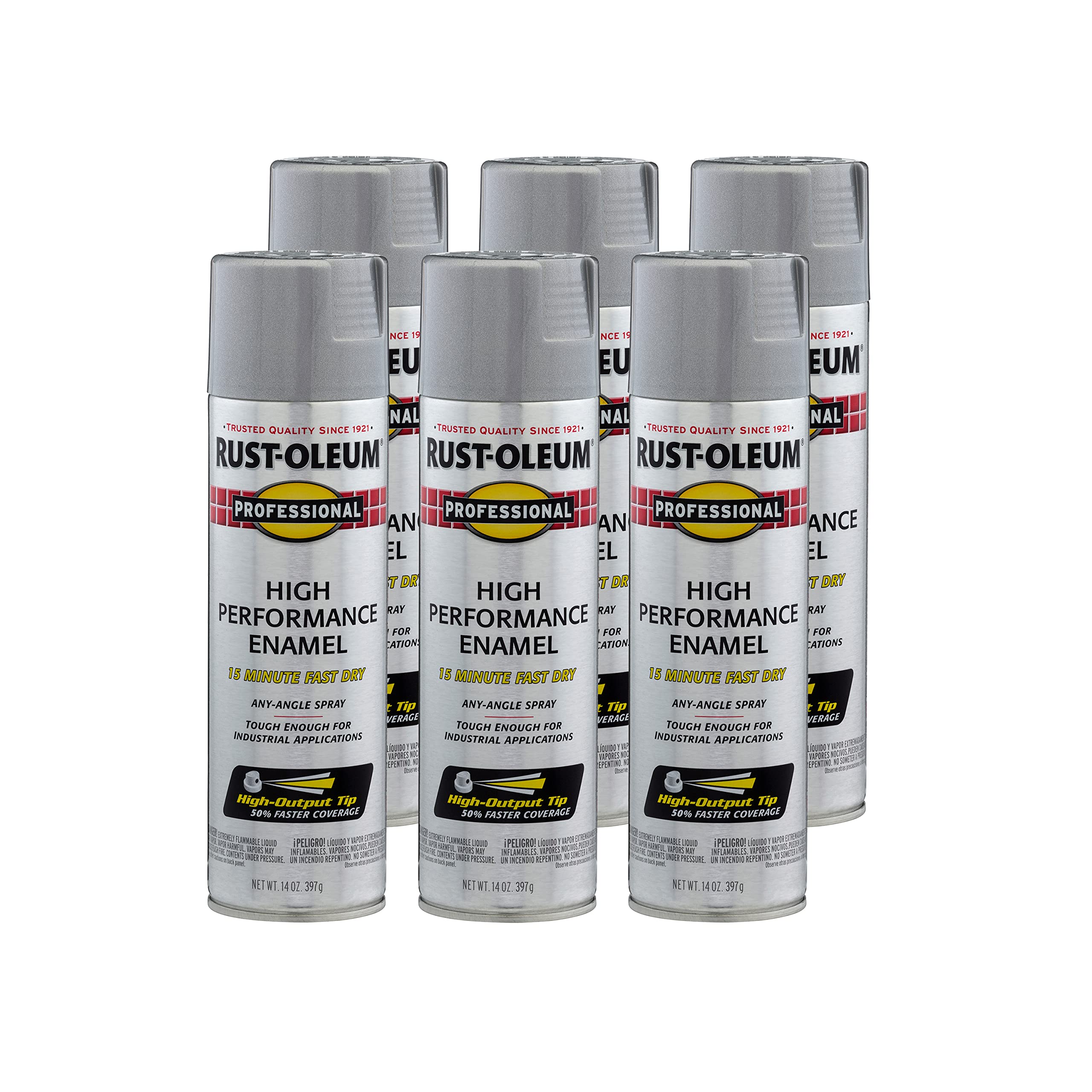 Rust-Oleum 7515838-6PK Professional High Performance Enamel Spray Paint, 14 oz, Aluminum, (Pack of 6) Image