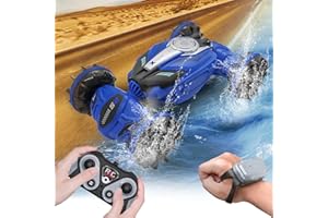 WISHTIME Gesture Controlled Amphibious Stunt RC Vehicle,4WD Waterproof Remote Control Vehicle,Two in One 360°Flipping Remote Control Car.