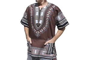 RaanPahMuang Unisex African Bright Dashiki Cotton Shirt Variety Colors