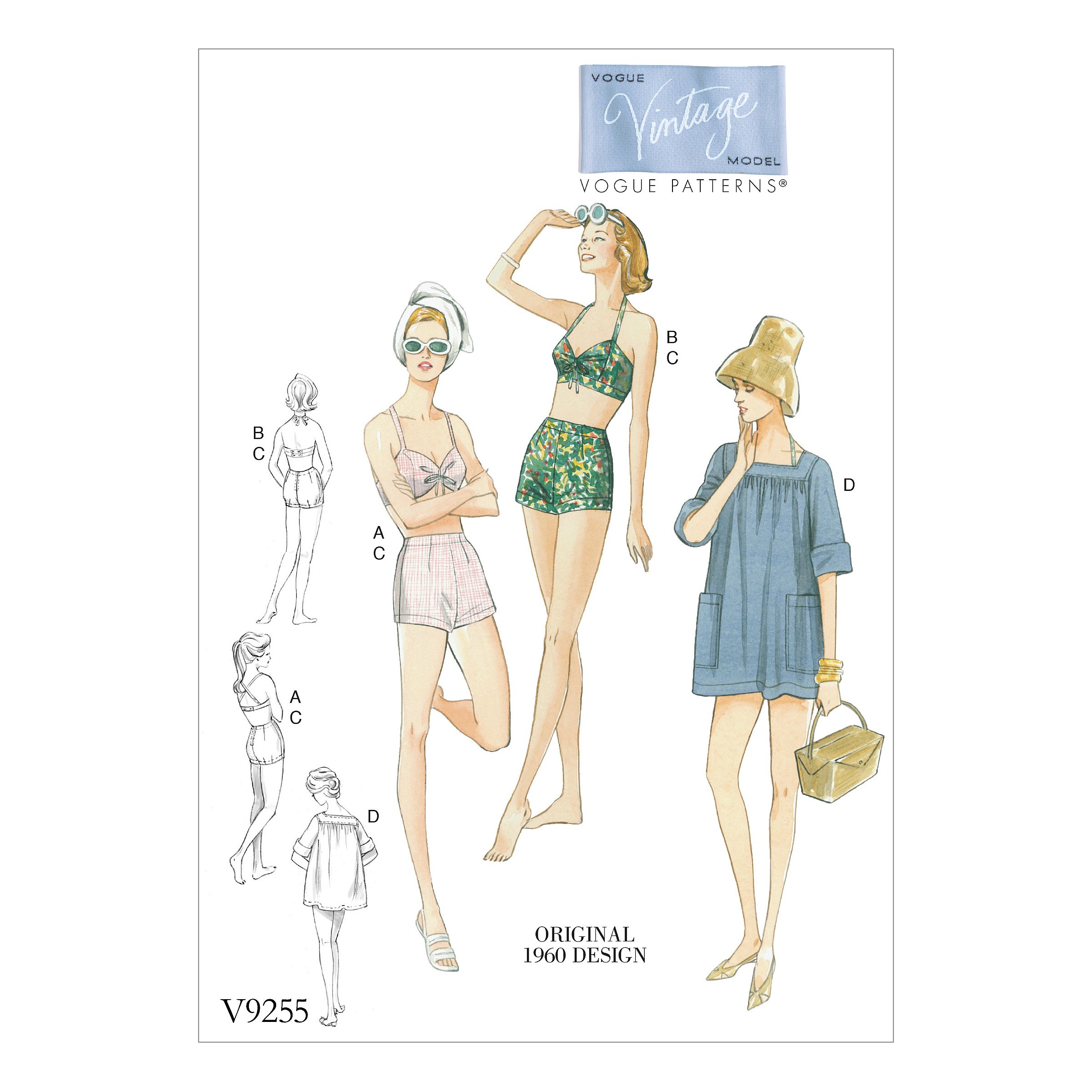 Vogue Patterns 9255 A5,Misses Bra,Shorts and Coverup,Sizes 6-14, Tissue, Multi-Colour, 15 x 0.5 x 22 cm V9255A50