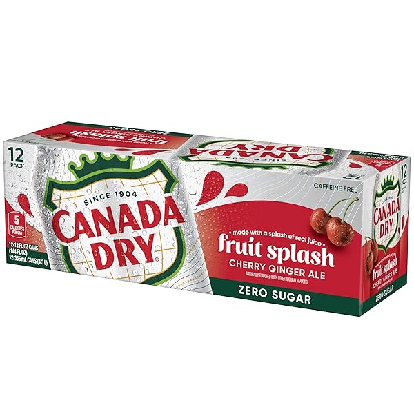 CANADA DRY ZERO SUGAR CHERRY GINGERALE FRUIT SPLASH 12OZ, PACK OF 12
