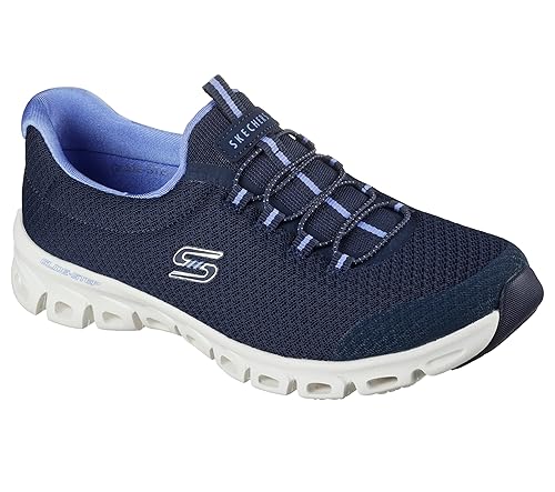 Skechers Women's Glide-Step-Resilience Sneaker, Navy/Light Blue, 12