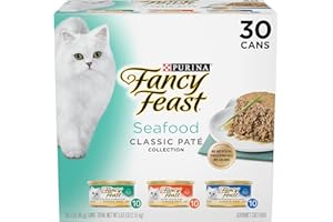 Purina Fancy Feast Seafood Classic Pate Collection Grain Free Wet Cat Food Variety Pack - (Pack of 30) 3 oz. Cans