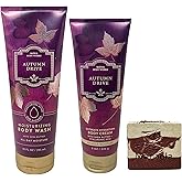Bath & Body Works Autumn Drive Moisturizing Body Wash and Body Cream Duo Set with a Cherry On Top Bar Soap - Full Size