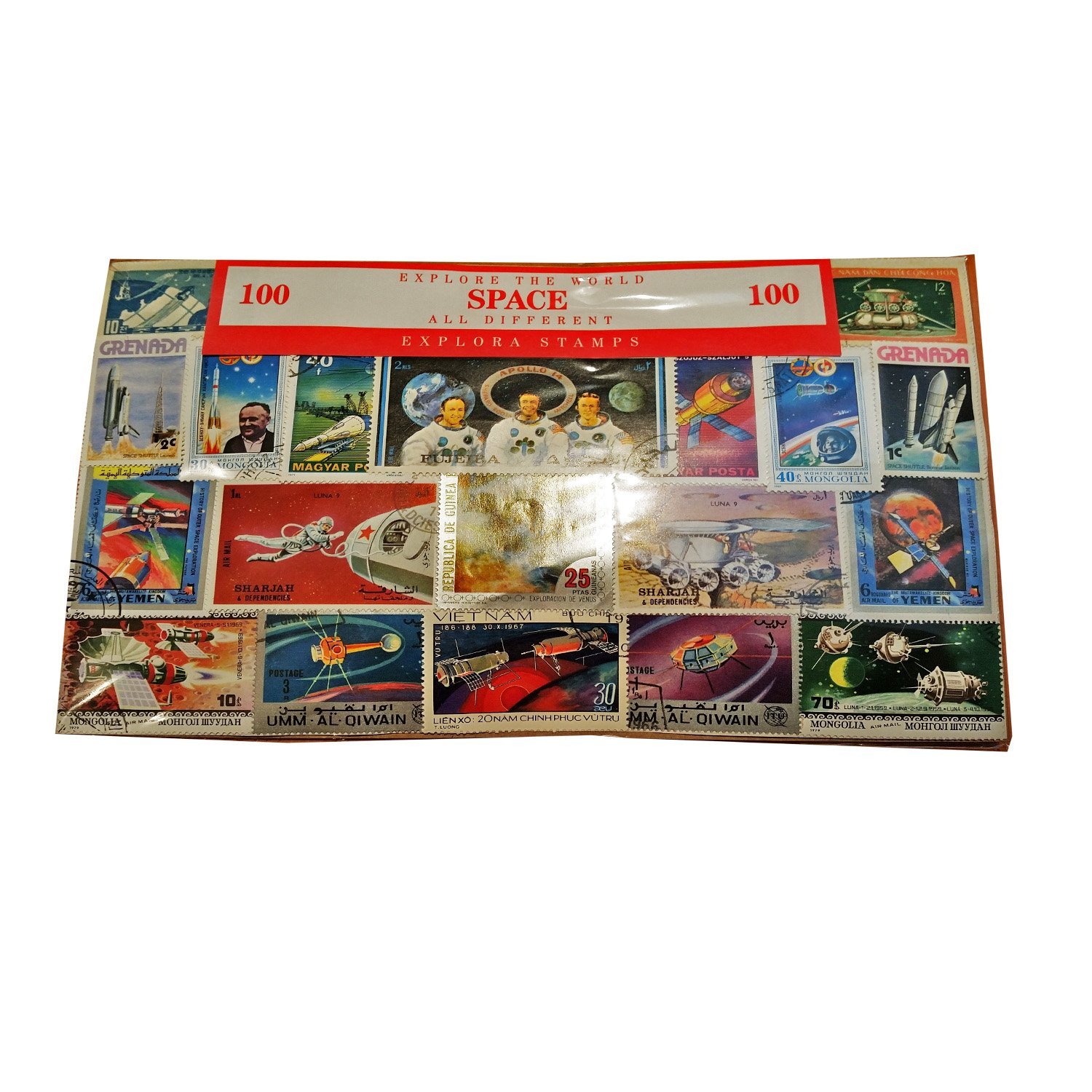 Worldwide ?Space? Spacecraft Astronauts Stamp Collection - 100 Different Stamps! Souvenir/Speicher/Memoria! Collectible Stamps from Around the World! Timbre/Stempel/Francobollo/Sello!