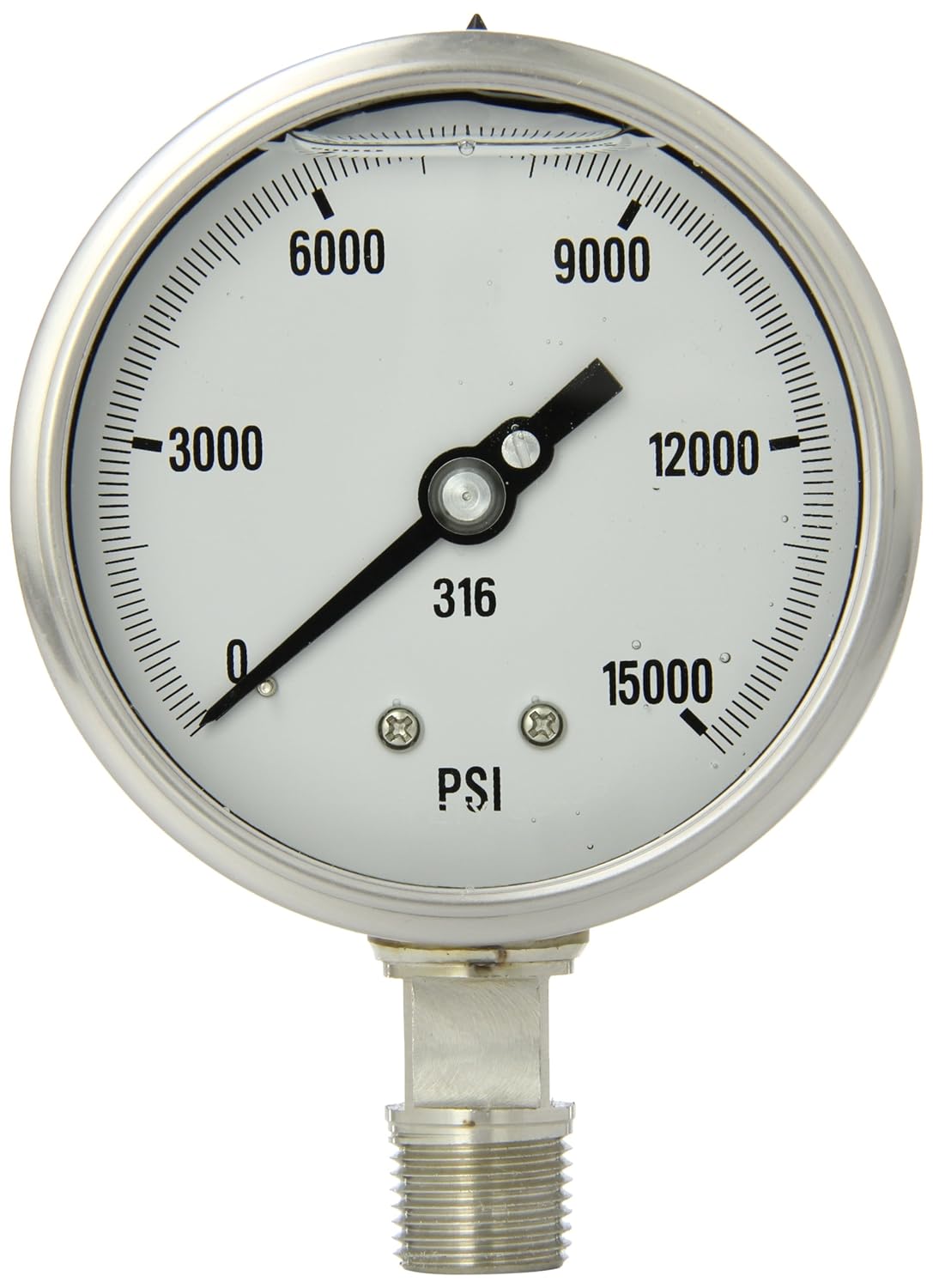 PIC Gauge 40012LVGF 4" Dial, 0/15000 psi Range, 1/2" Male NPT