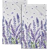 Purple Lavender Floral Hand Towels for Bathroom Vintage Lavender Bath Towels 14x28in 2Pcs Soft Highly Absorbent Fingertip Towel Purple Flower Decorative Hand Towel for Home Kitchen Spring Summer