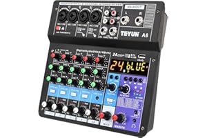TEYUN 6 Channel Professional Portable Mixer Sound Mixing Console Computer Input 48v Power Number Live Broadcast A6 New (6-Channel)