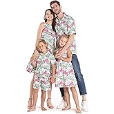 Matchable Family Hawaiian Luau Men Women Girl Boy Clothes in Flamingo in Love