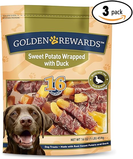 golden rewards sweet potato wrapped with chicken dog treats 32 oz