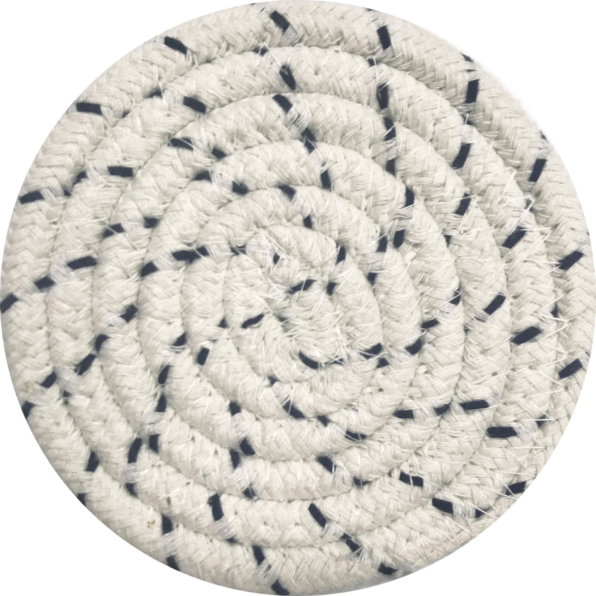 Creative Tops C000351 Naturals Round Woven Rope-Effect Drink Coasters, Round, White / Black, 10 cm, Set of 4