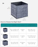 SONGMICS Storage Boxes Set of 6 30cm Cube Fabric Boxes with Handles Misty Blue view 6