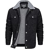 EKLENTSON Men's Corduroy Jackets Sherpa Lined Winter Coats Thermal Warm Fleece Jacket Casual Lapel Trucker Jackets