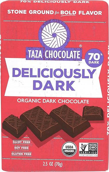 TAZA CHOCOLATES ORGANIC DARK CHOCOLATE BAR 70%, 2.5...