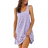 Ekouaer Nightgowns for Women Cotton Night Gown Tank Sleeveless Sleepshirt Racerback Nightdress Chemise Sleepwear S-XXXL