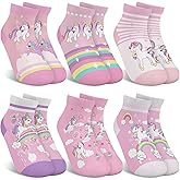 hometrixx 6 Pairs Kids Girls Ankle Socks Low Cut Cartoon Unicorn Balloon Animals Breathable No Show Socks aged for 2-11 Years