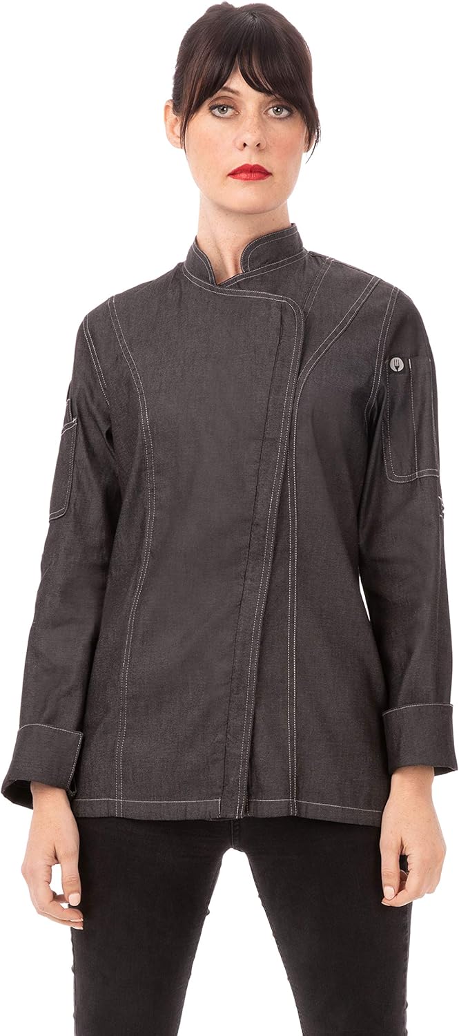 Chef Works Women's Gramercy Denim Chef Coat: Clothing