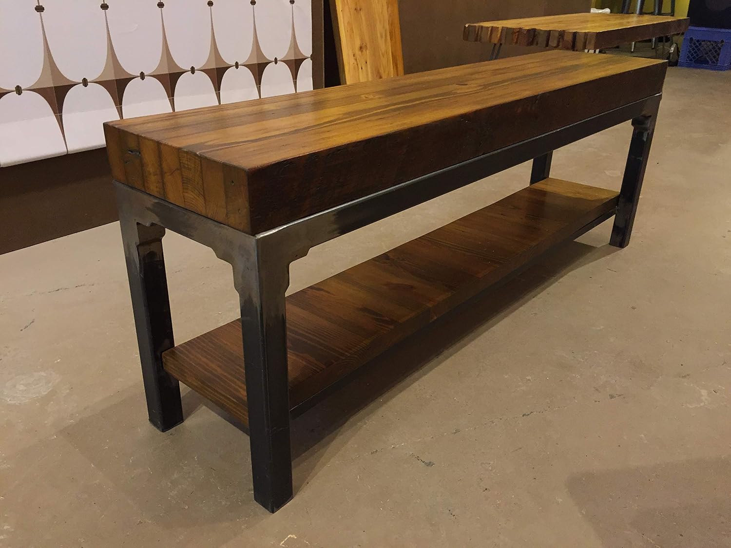 Amazoncom Reclaimed Wood Entry Bench Walnut Stain 12 X 48 Handmade