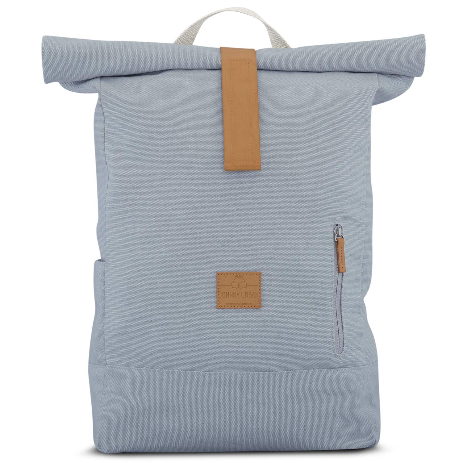 Johnny Urban Roll Top Backpack Women & Men Grey - Adam Large - Durable Daypack from Cotton Canvas - 18-22 Litre Rucksack - Water-Repellant - 15.6 Laptop Compartment