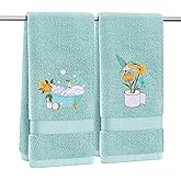 ctdepuzi 2 Pcs Hummingbird Hand Towels for Bathroom Decorative Fancy Bathroom Towels Embroidered 100% Cotton Spring Bath Towel 13.4x29 Inch for Home Kitchen Décor (Blue, Hummingbird)