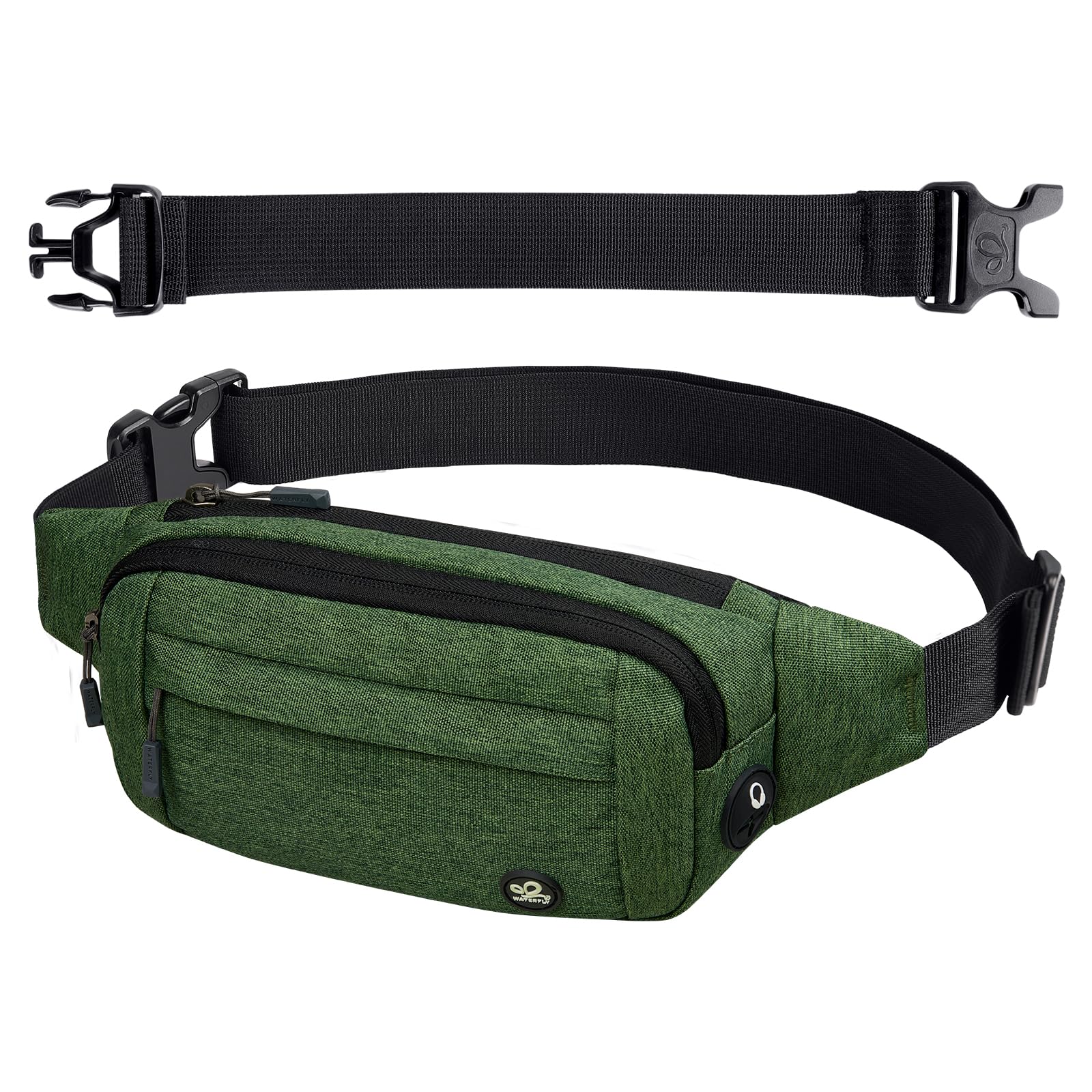 Waterfly Bumbags Waist Fanny Pack Ladies Fashion Bum Bag with Adjustable Belt for Sport Running Hiking Jogging Girls Women Men (Green)